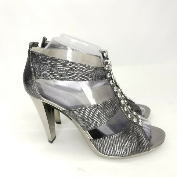 Michael Kors Womens Silver Leather Zipper Rivets - Picture 6 of 12